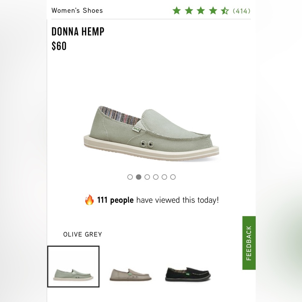 Sanuk - Donna hemp - women’s size 8 - olive grey - used but great condition